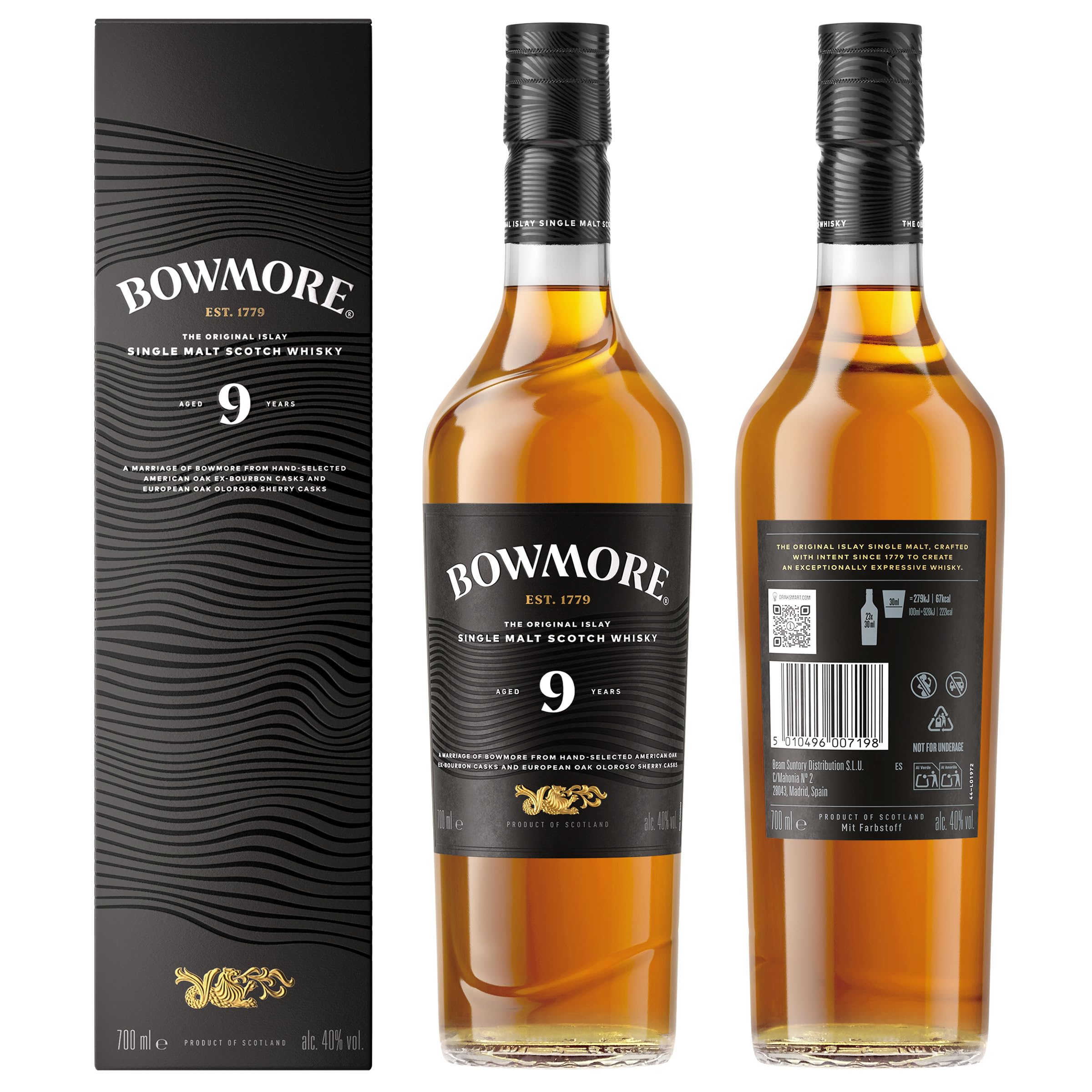 Bowmore 9 Jahre Islay Single Malt Whisky 0,7l Torfrauch
