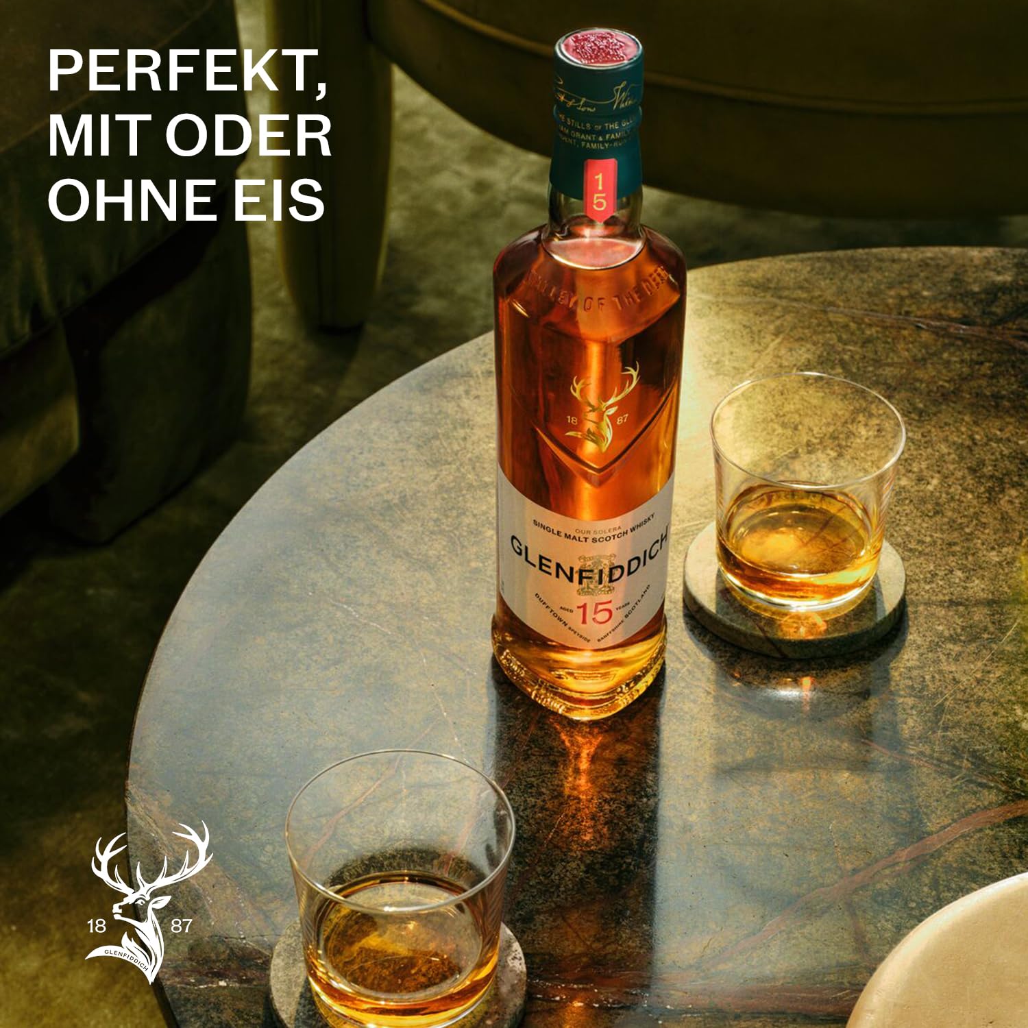 Glenfiddich 15 Jahre Solera Whisky 0,7l Geschenkbox honig