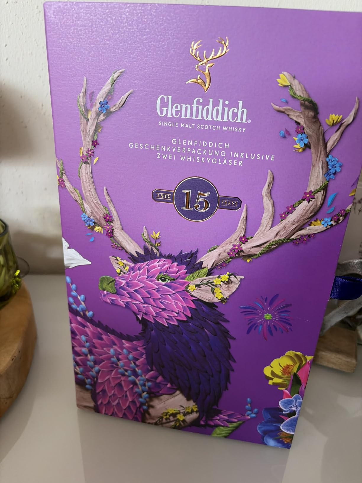 Glenfiddich 15 Jahre Single Malt Whisky Geschenkset 0,7l mit Gläsern